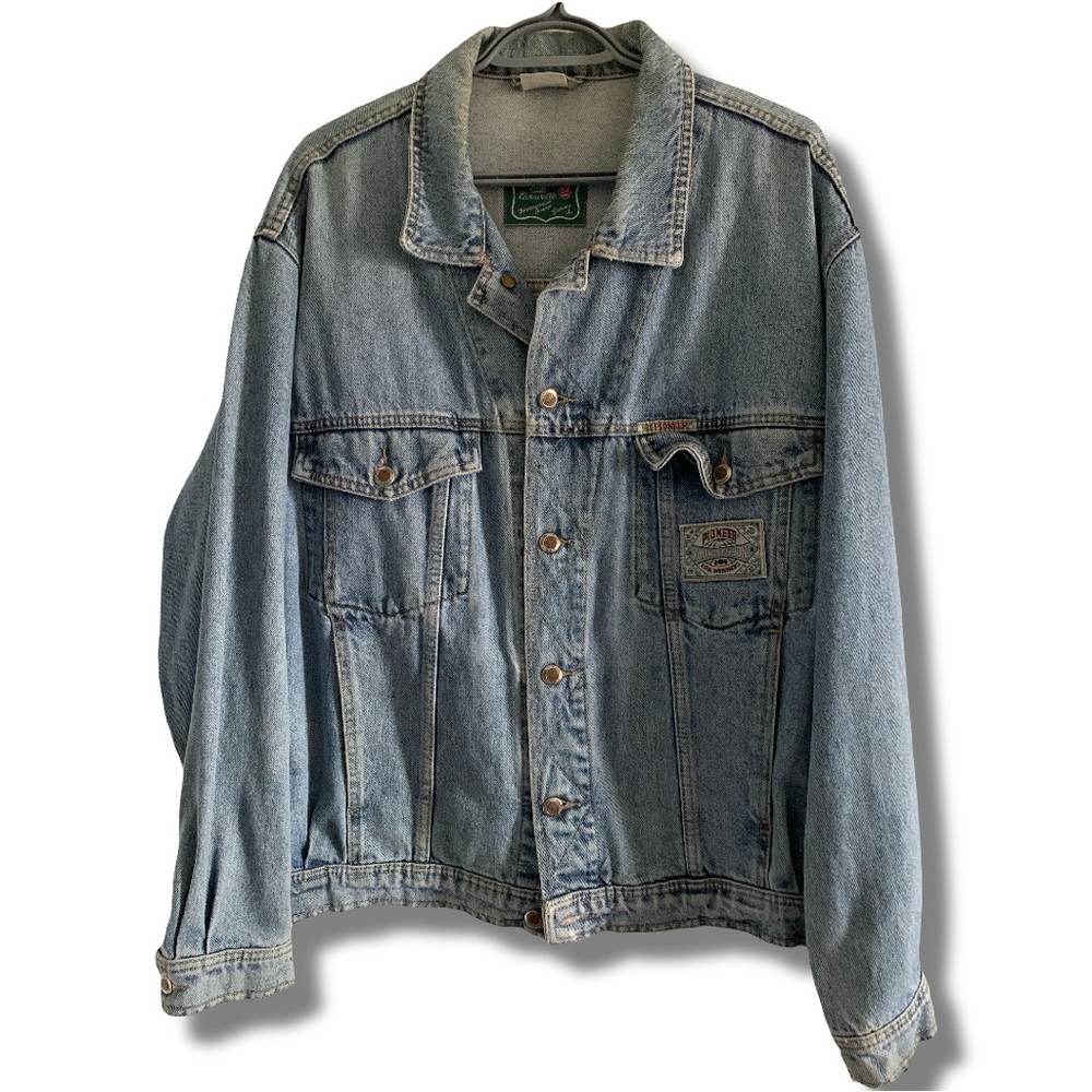 Vintage Pioneer Denim Aviator Bomber Jacket XL